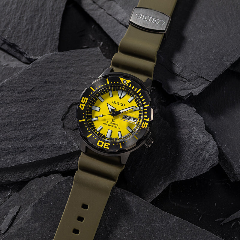 SEIKO PROSPEX SRPF35K1 YELLOW MONSTER AUTOMATIC SPECIAL EDITION DIVER'S MEN  WATCH | CITY CHAIN – City Chain Singapore