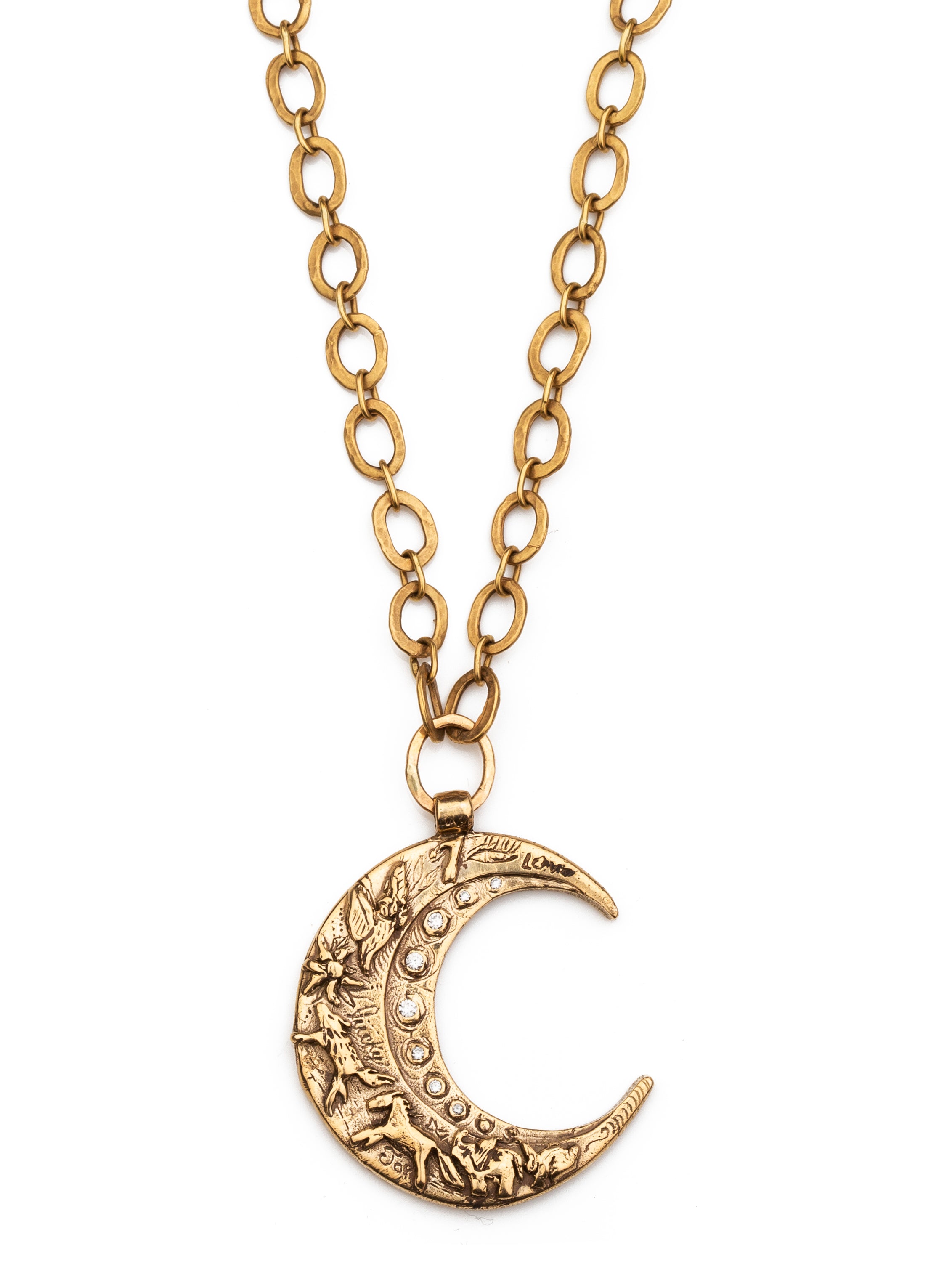 Gold Crescent Moon Pendant – NinaBreddal