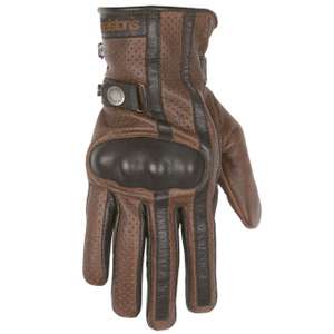 Gants Helstons Condor été cuir camel noir, moto vintage