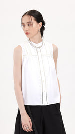 Lace Trimmed Sleeveless Shirt