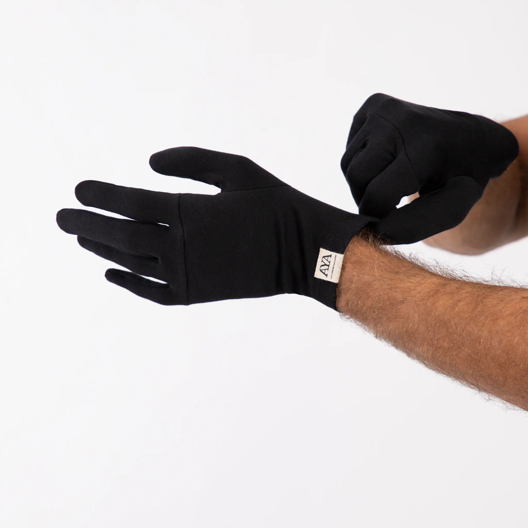unisex's organic cotton black gloves