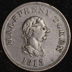 NOVA SCOTIA, Halifax - 1815 John Alexander Barry Halfpenny Token, Charlton NS-14A5, Breton 891