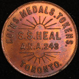 ONTARIO, Toronto S.S. Heal early American Numismatic Association member #243 / Cheval Numismatist Card McColl 845