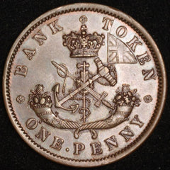 PROVINCE OF CANADA 1852 Bank of Upper Canada Penny Token, Charlton PC-6B4, Breton 719