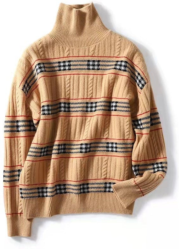 Trendy High Neck Print Sweater