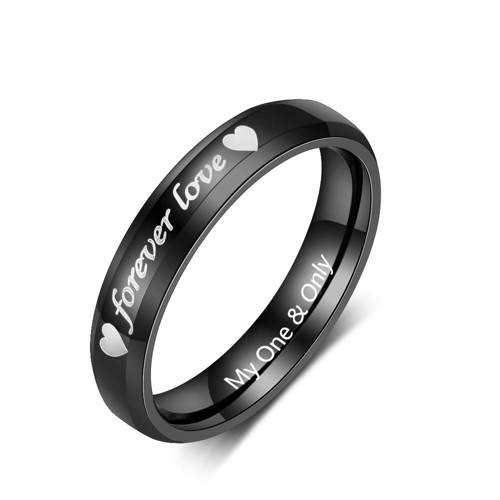 Couples Rings for Her Women Engravable Personalized Lovers Promise Ring Black