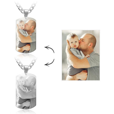 Christmas Gift Custom Photo Tag Necklace Pendant Personalized with Engraving