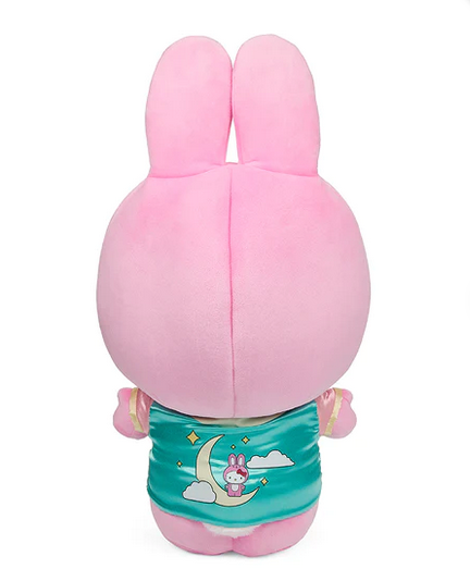 Made of premium materials, this pretty, pastel plush from Kidrobot measures 13” and is dressed to impress in a removable Hello Kitty Year of the Tiger satin jacket with rabbit hood and back graphics. 