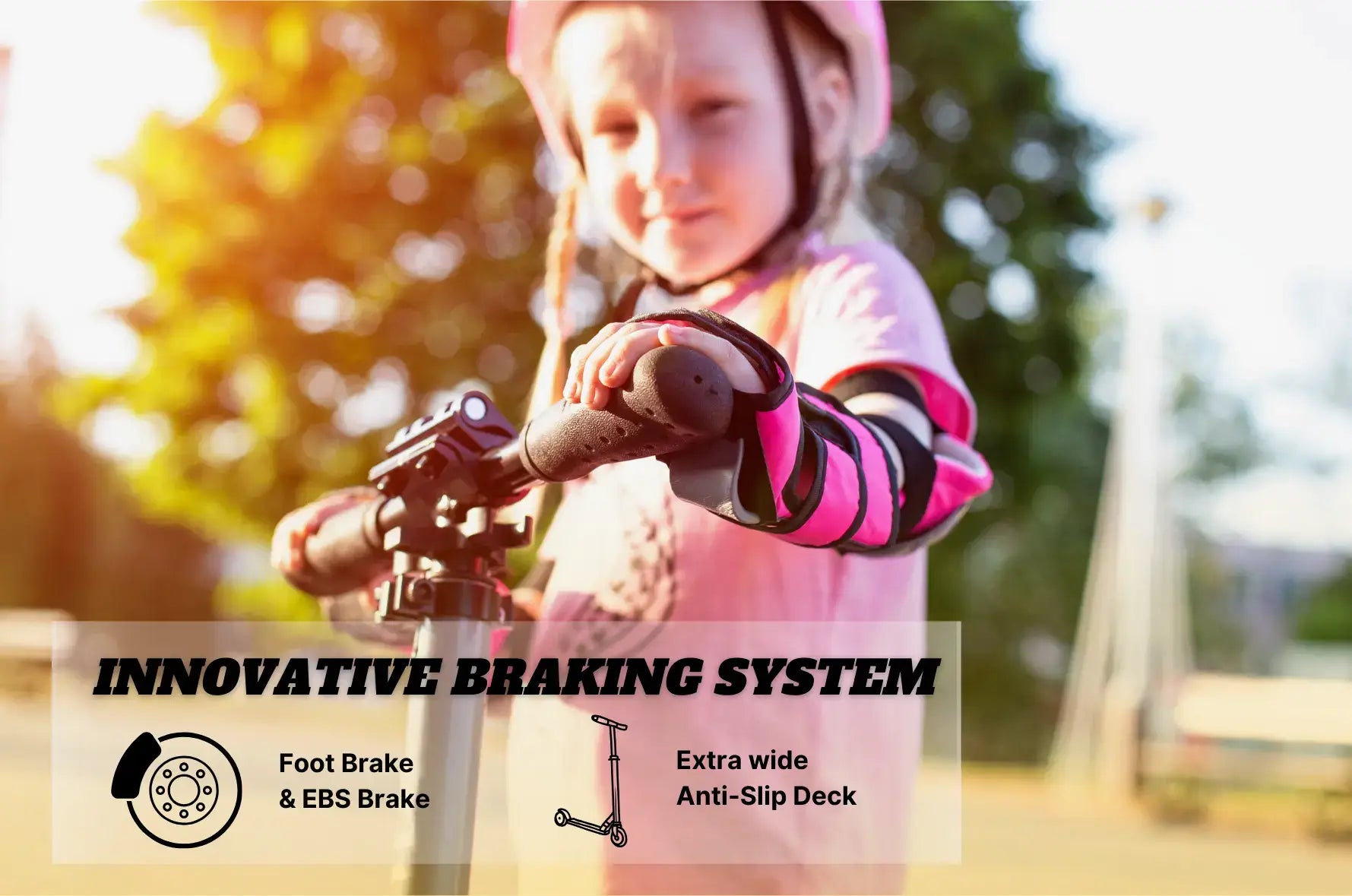 Our kids electric scooters have smooth braking for ultimate safety