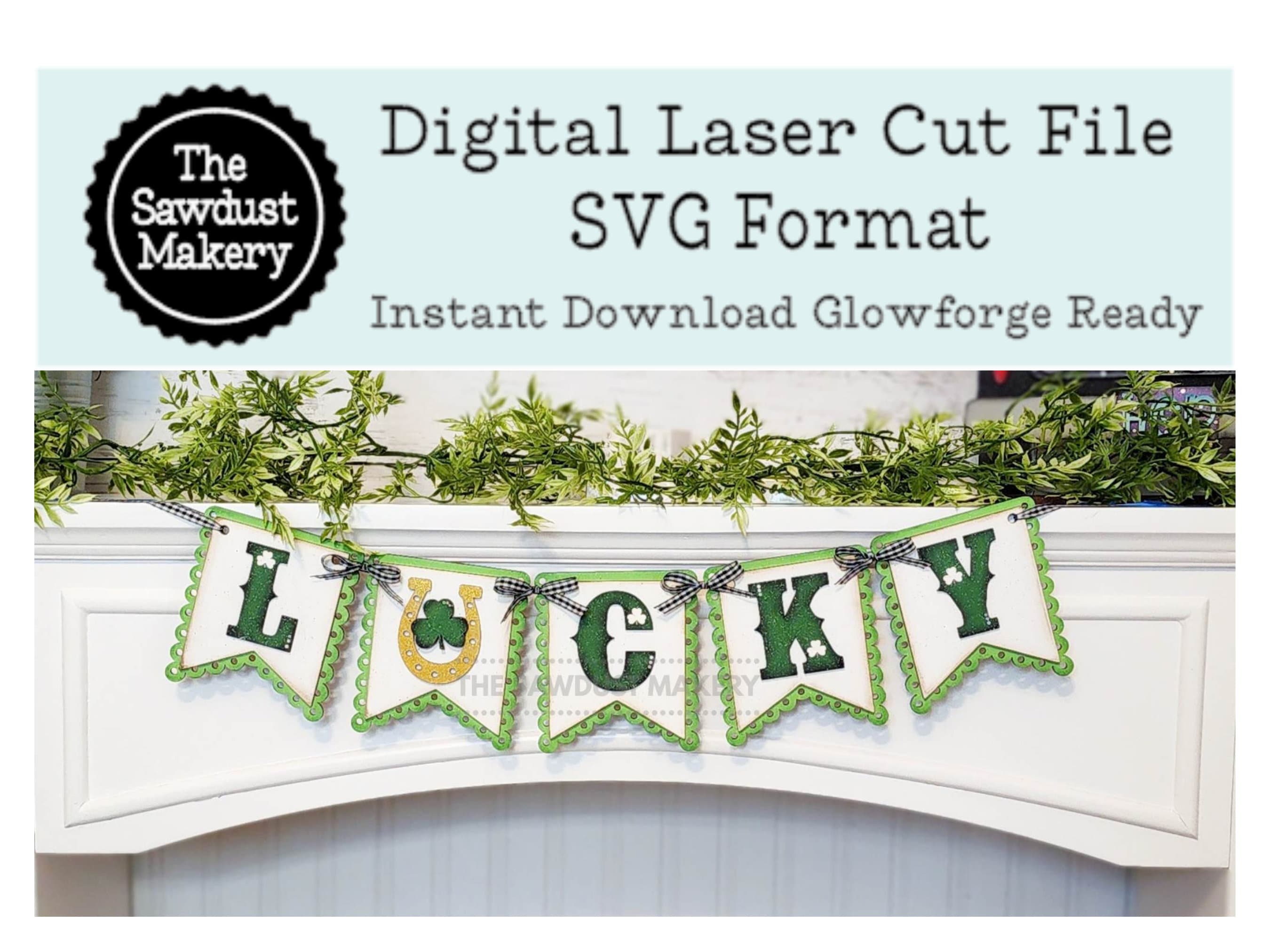 Lucky St. Patrick's Banner SVG | Laser Cut File | Glowforge | St. Patrick's Day SVG | Lucky SVG | Banner | Irish | Shamrock Svg | Luck