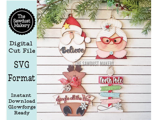 Christmas Ornament Bundle SVG File, Laser Cut File