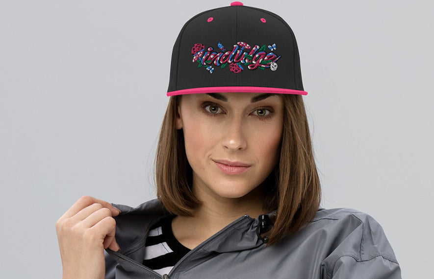 Female wearing indulge in fun snapback hat