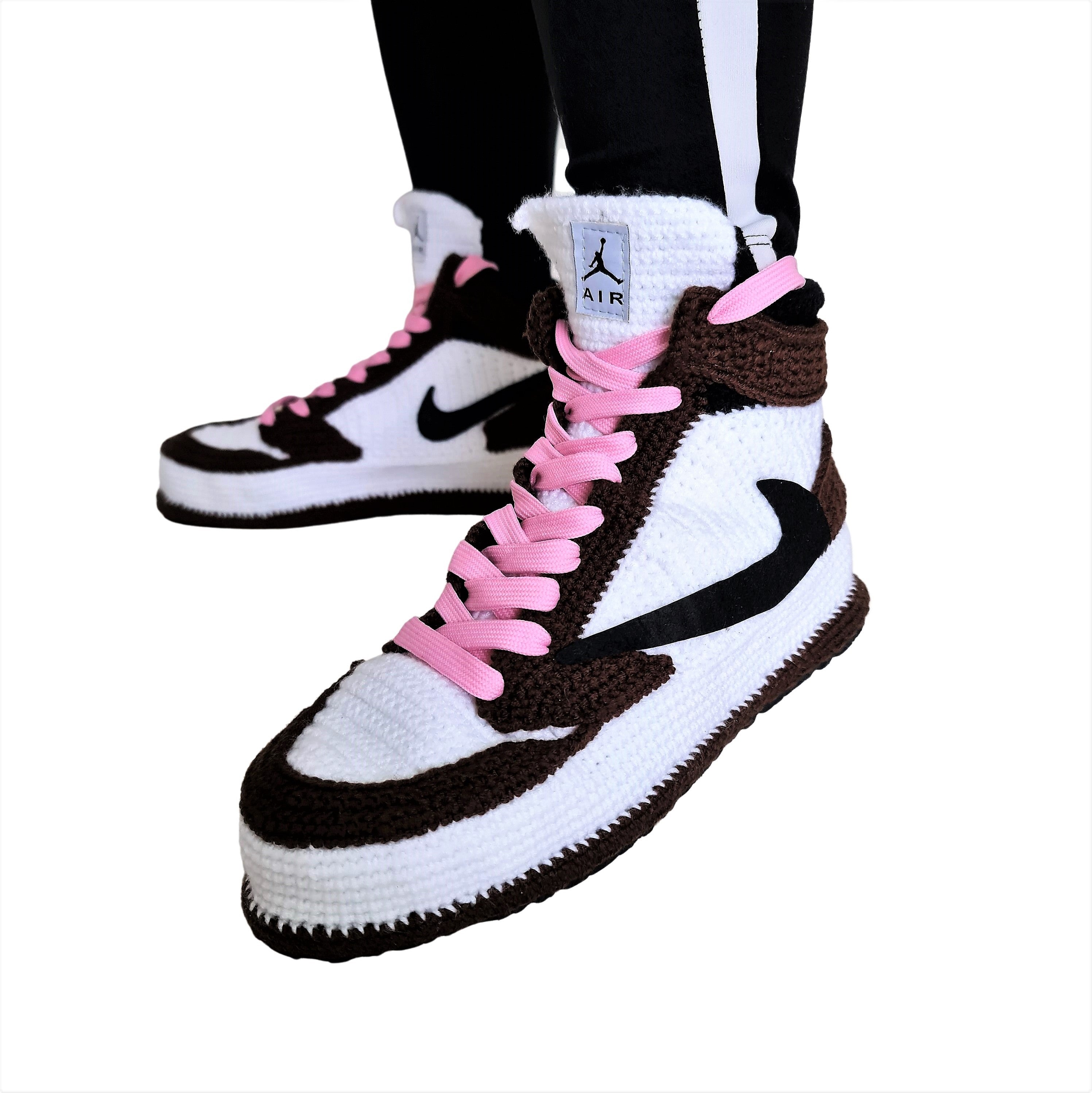 Travis Jordan Sneakers Custom Slippers Scott Pink Lace Handmade