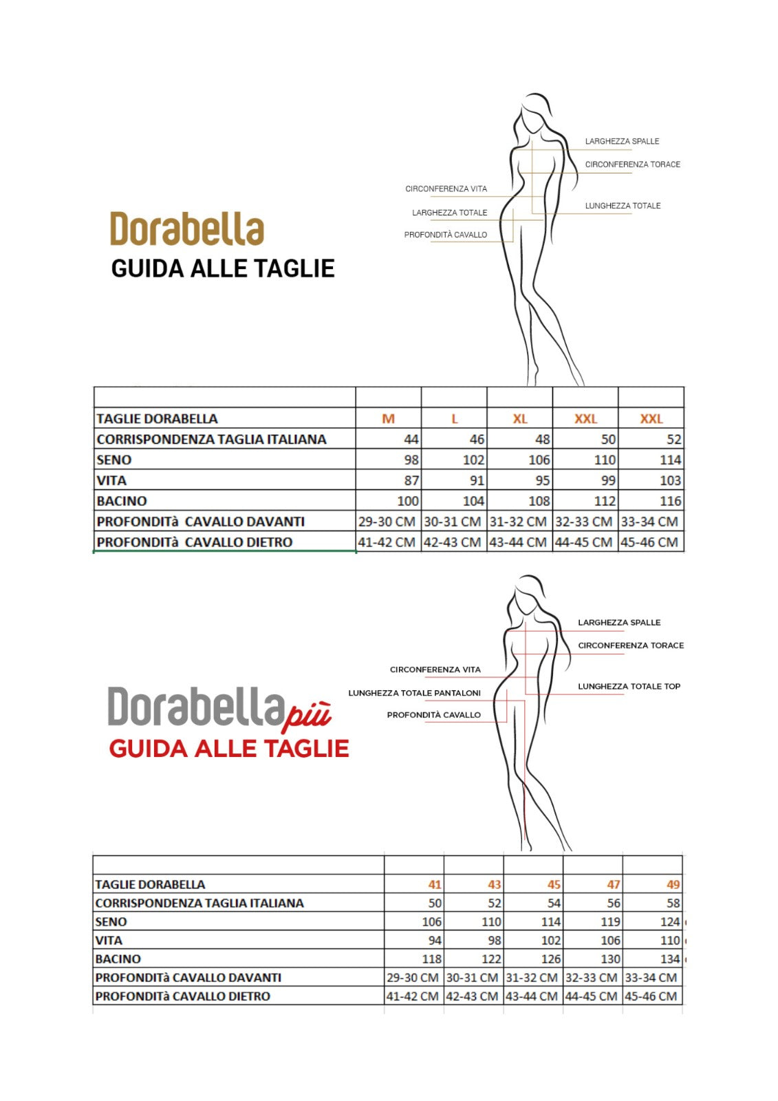 Guida alle taglie Dorabella