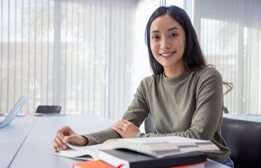 student sitting at desk