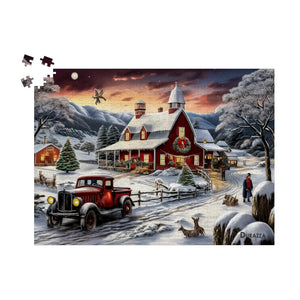 Farmhouse Festivities Wooden Jigsaw Puzzle 500 or 1000 Pieces - Durazza