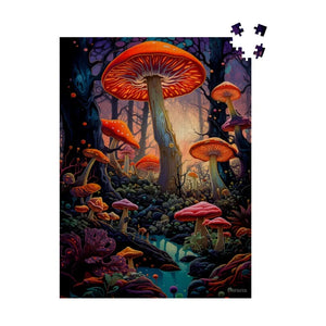 Enchanted Mushroom Forest Wooden Jigsaw Puzzle: 500 or 1000 Pieces - Durazza