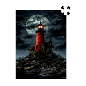 Red Lighthouse Wooden Jigsaw Puzzle: 500 or 1000 Piece Puzzle - Durazza