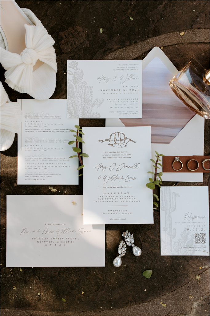 Custom Designed Letterpress Wedding Invitation Suite from Leighwood Design Studio