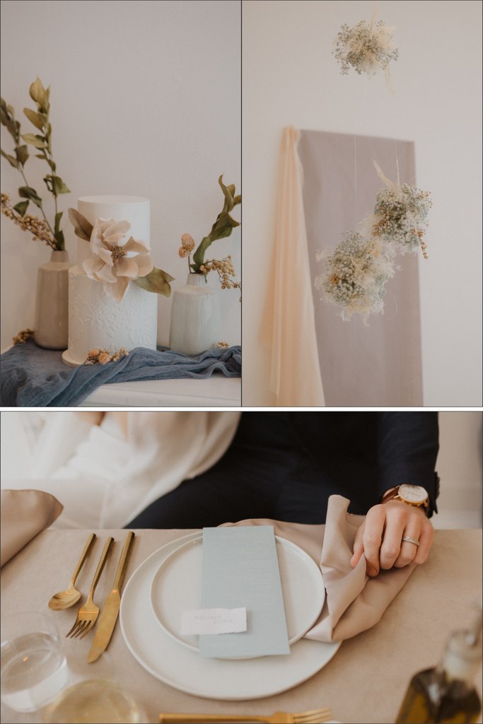 Wedding decor details | Fine Art Inspired Micro Wedding Editorial in St. Louis, Missouri | Leighwood Design Studio