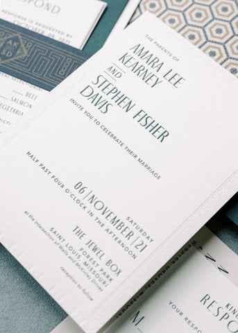 Art Deco Letterpress Wedding Invitation