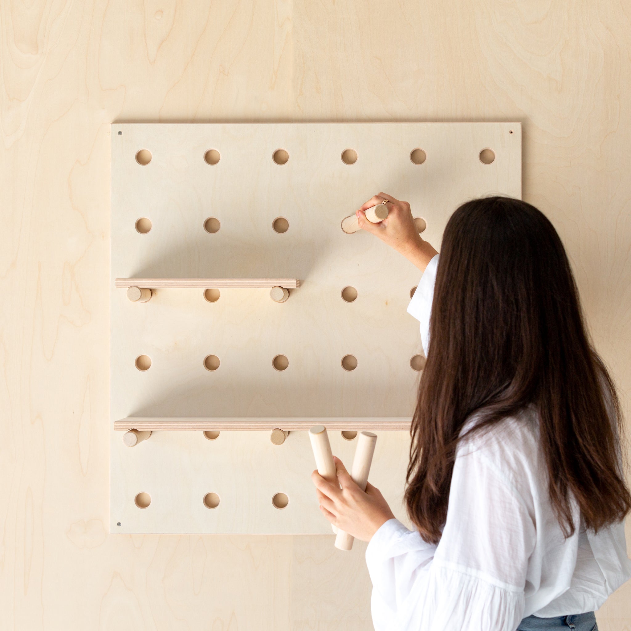 Wooden pegboard