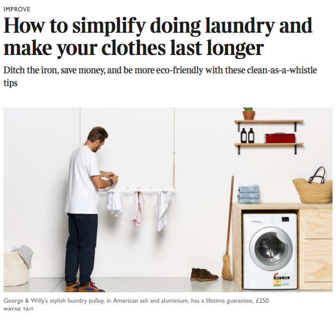 George and Willy in The Times - pulley maid hanging clothes drying rack