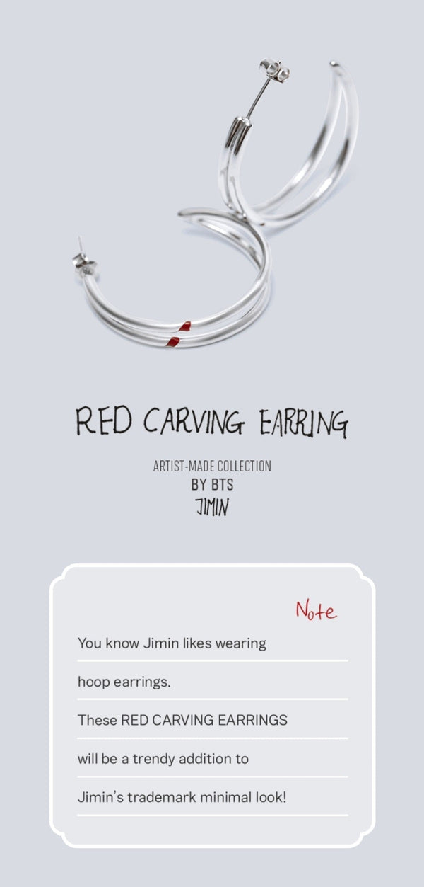 JIMIN RED CARVING EARRING bts ピアス　ジミン