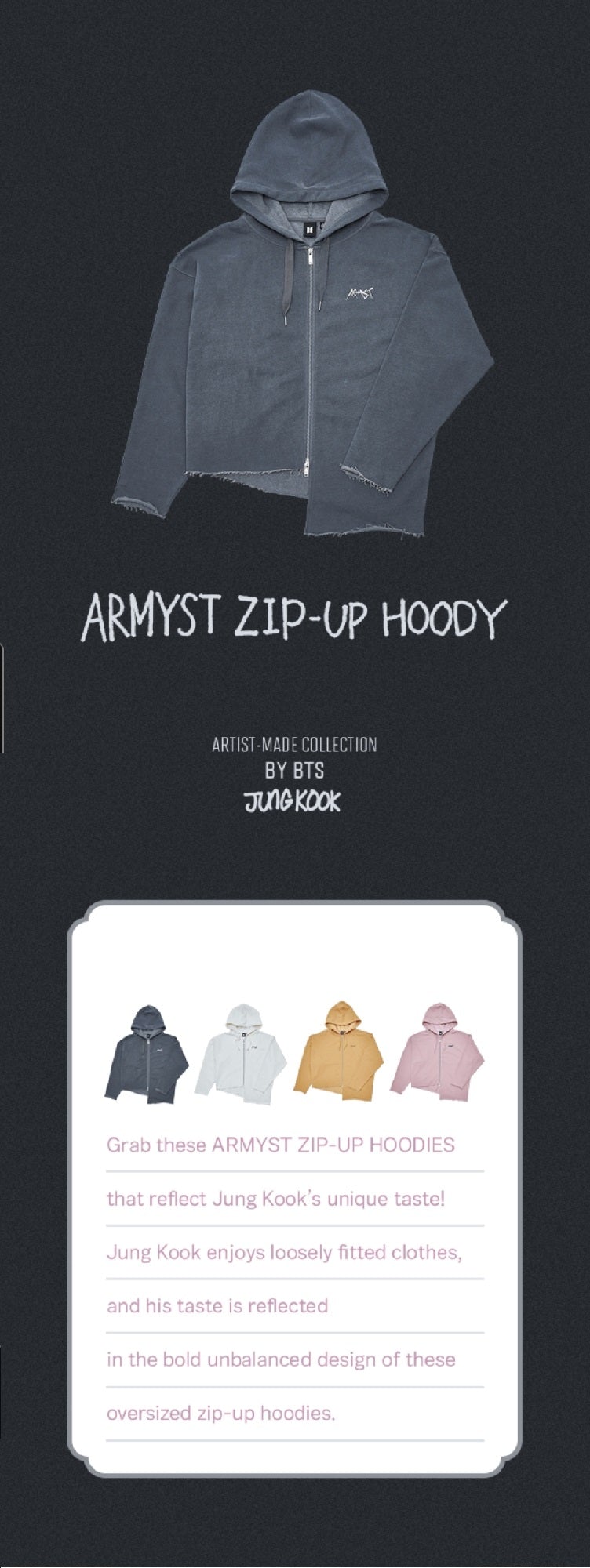 BTS ARTIST-MADE ジョングク ZIP-UP HOODY 黒 XL-