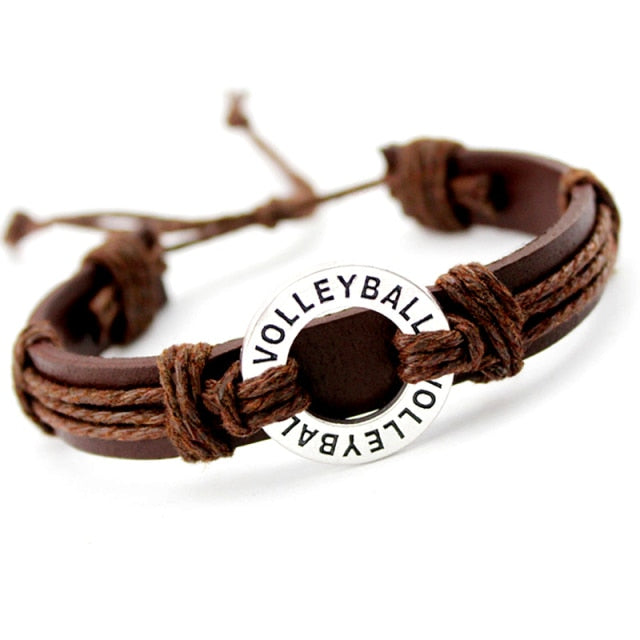 Volleyball Leather Bracelet