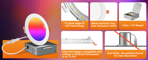 Lumary Ultra-thin Smart Recessed Lighting Alexa 6 inch RGBW Color