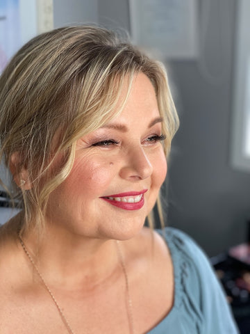 Beautiful makeup on a bride at her trial