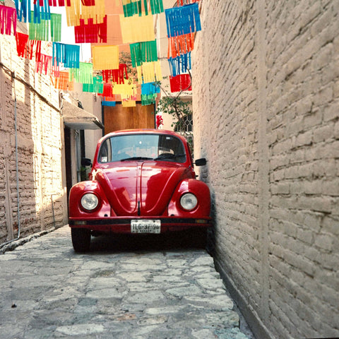 volkswagen beetle in red on 120 medium format film