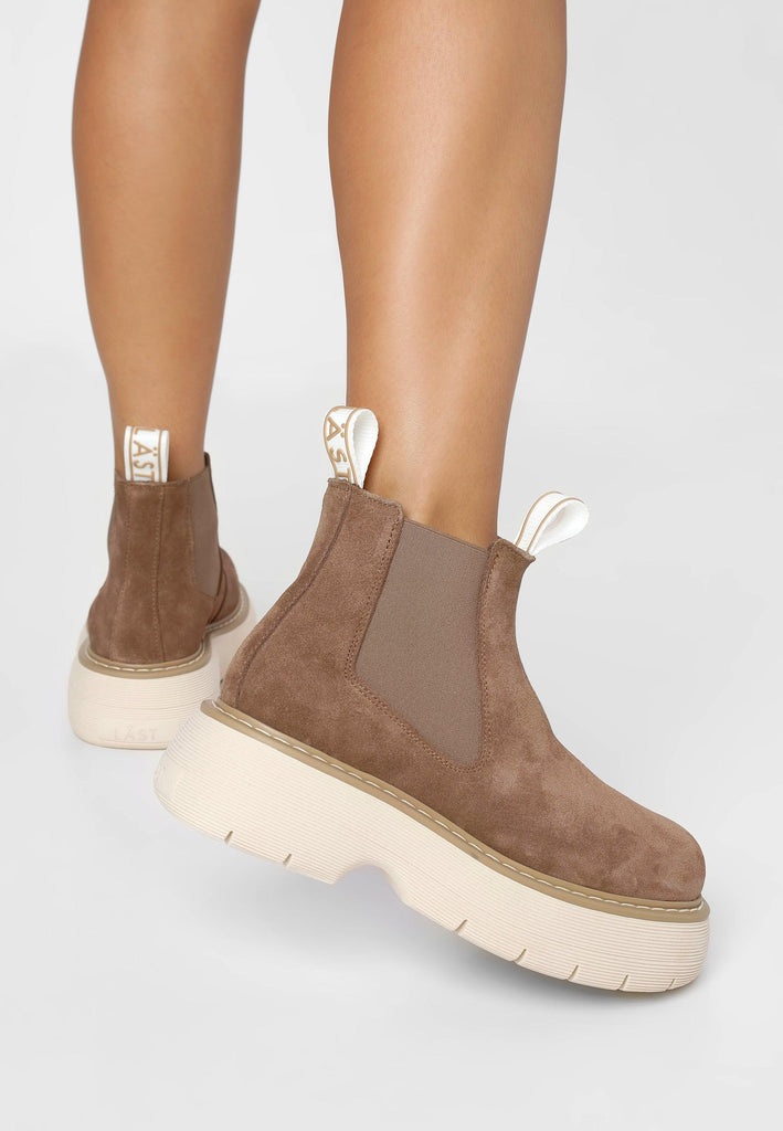 LÄST Ella Suede Taupe/Off White Ancle Boots Taupe/Off White