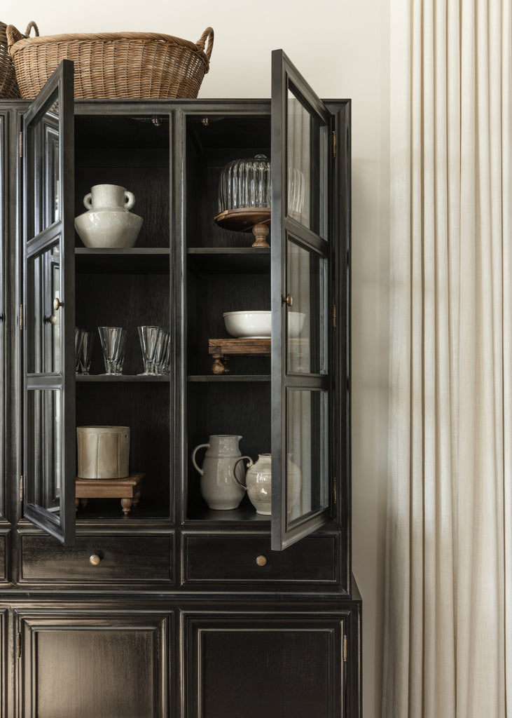 Detailed shot of Emery Black Hutch featured in Project Black Oak by Heritage House