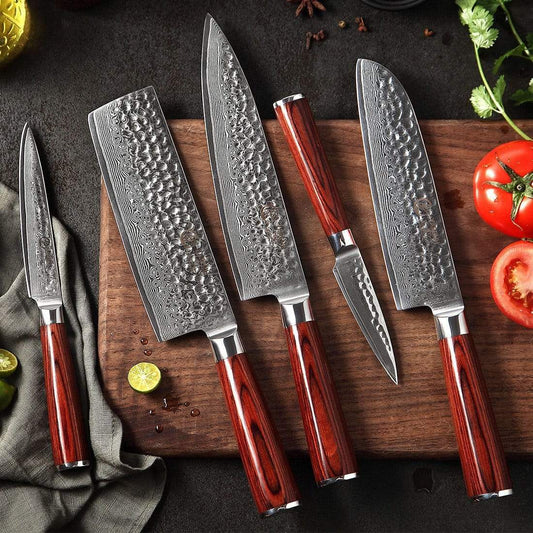 Damascus Chinese Cleaver Knife Set 4 Piece-KTF Series – yarenh flagship  store