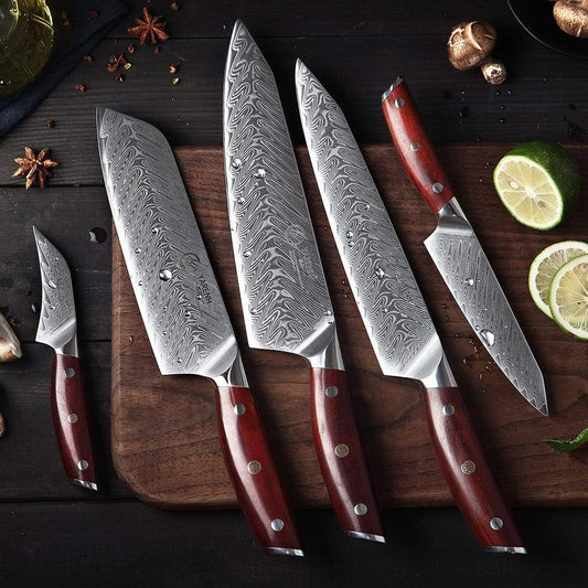 Damascus Chinese Cleaver Knife Set 4 Piece-KTF Series – yarenh flagship  store