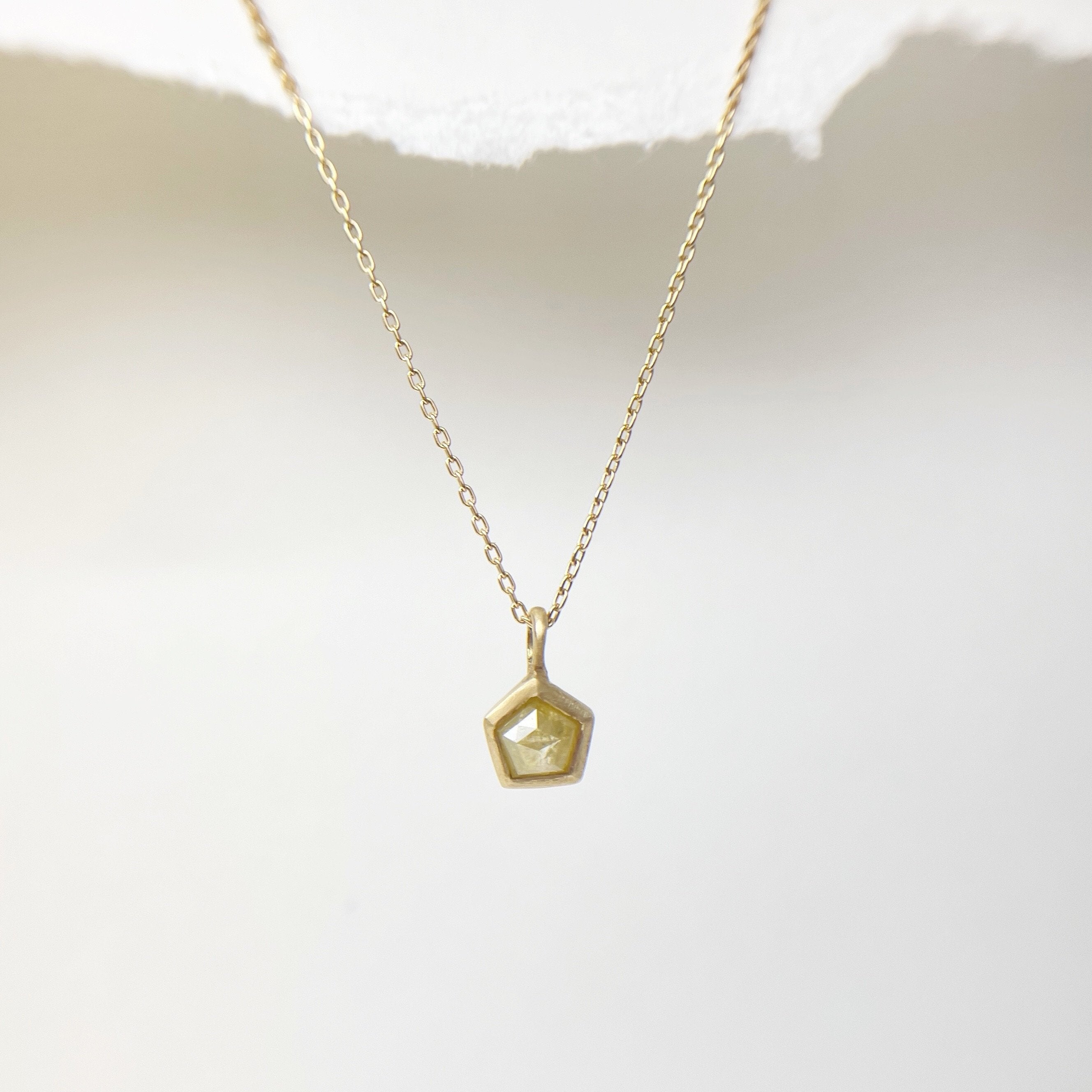 Yellow Star Shaped Rustic Diamond Necklace