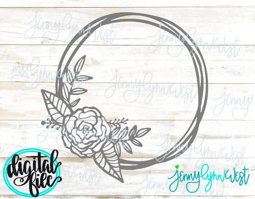 Free Rose Laurel Wreath Frame SVG Cut File