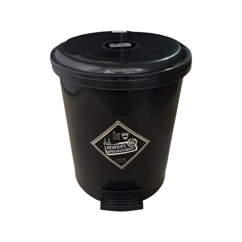 Caneca de basura / Papelera negra de 35 litros con pedal