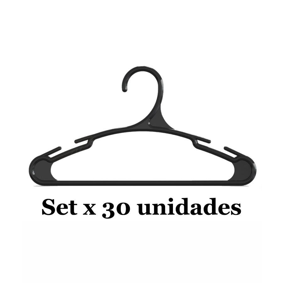 Set x 30 ganchos de ropa negros Plastihogar - Plastihogar