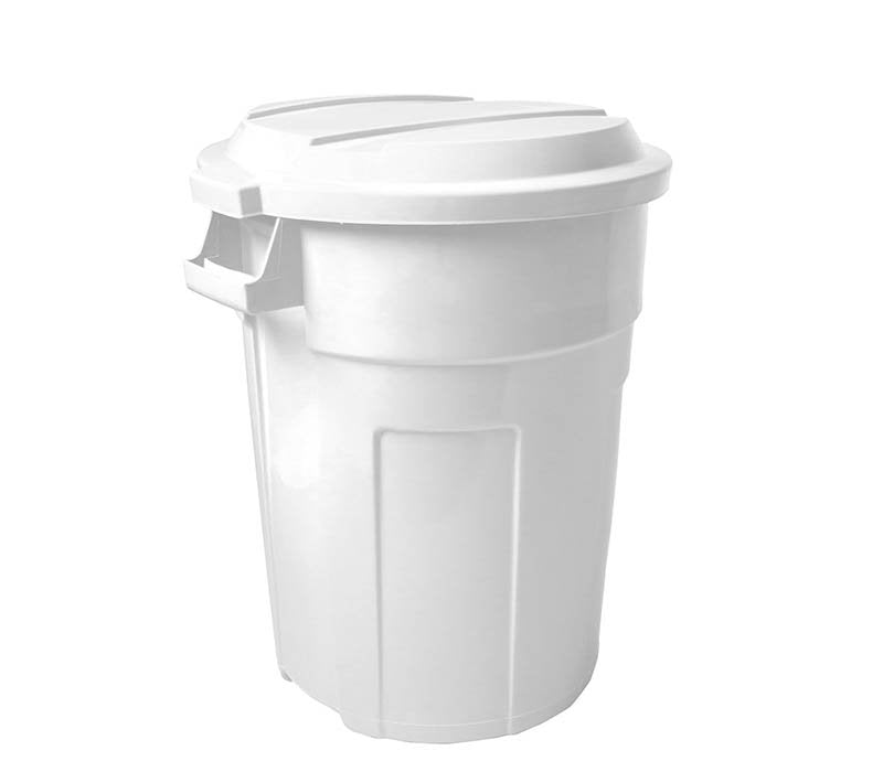 experiencia lluvia Donación Caneca de basura blanca / Tanque de agua blanco de 70 litros con tapa -  Plastihogar