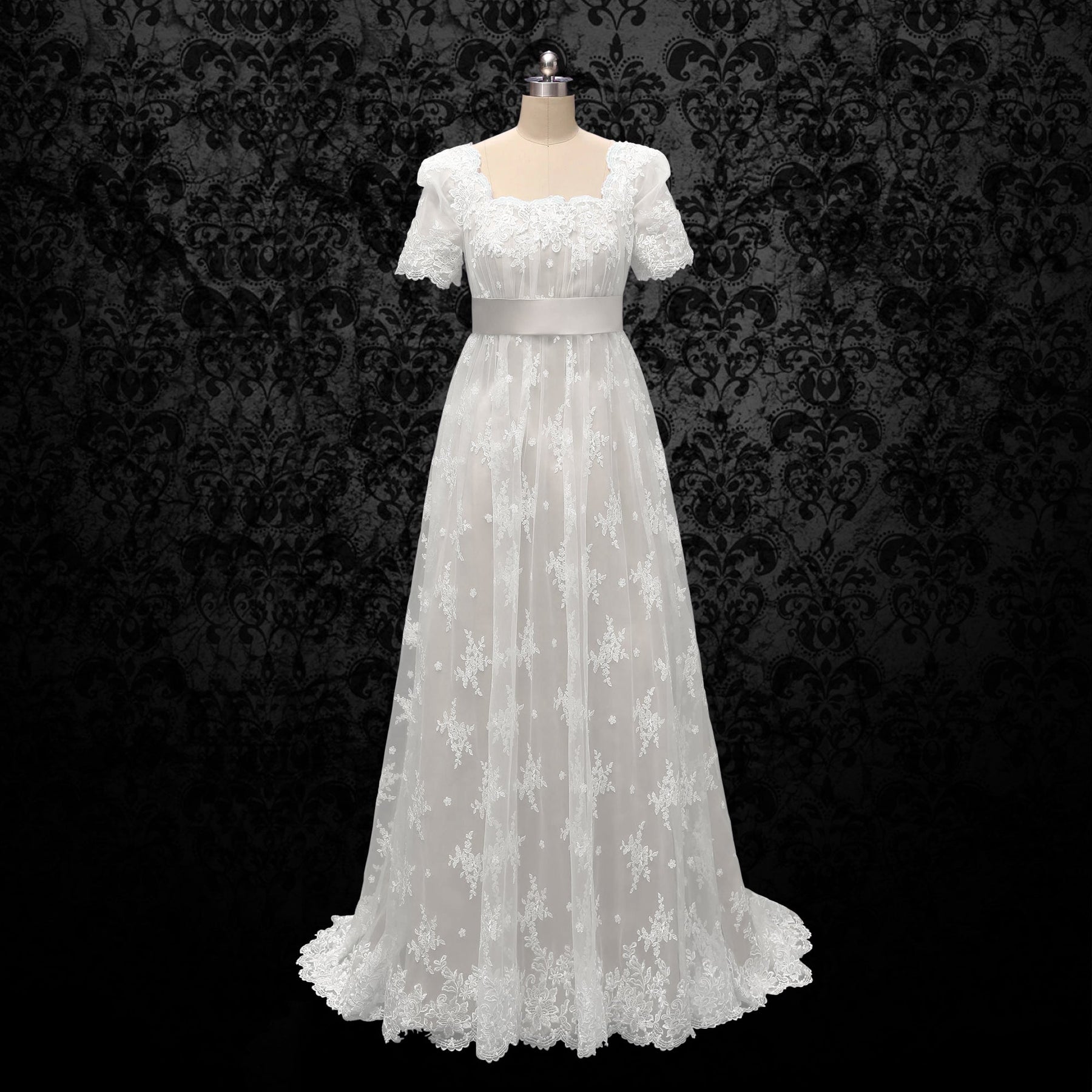 Bridgerton Daphne White Bridal Dress With Lace - Regency Era Ball Gown ...