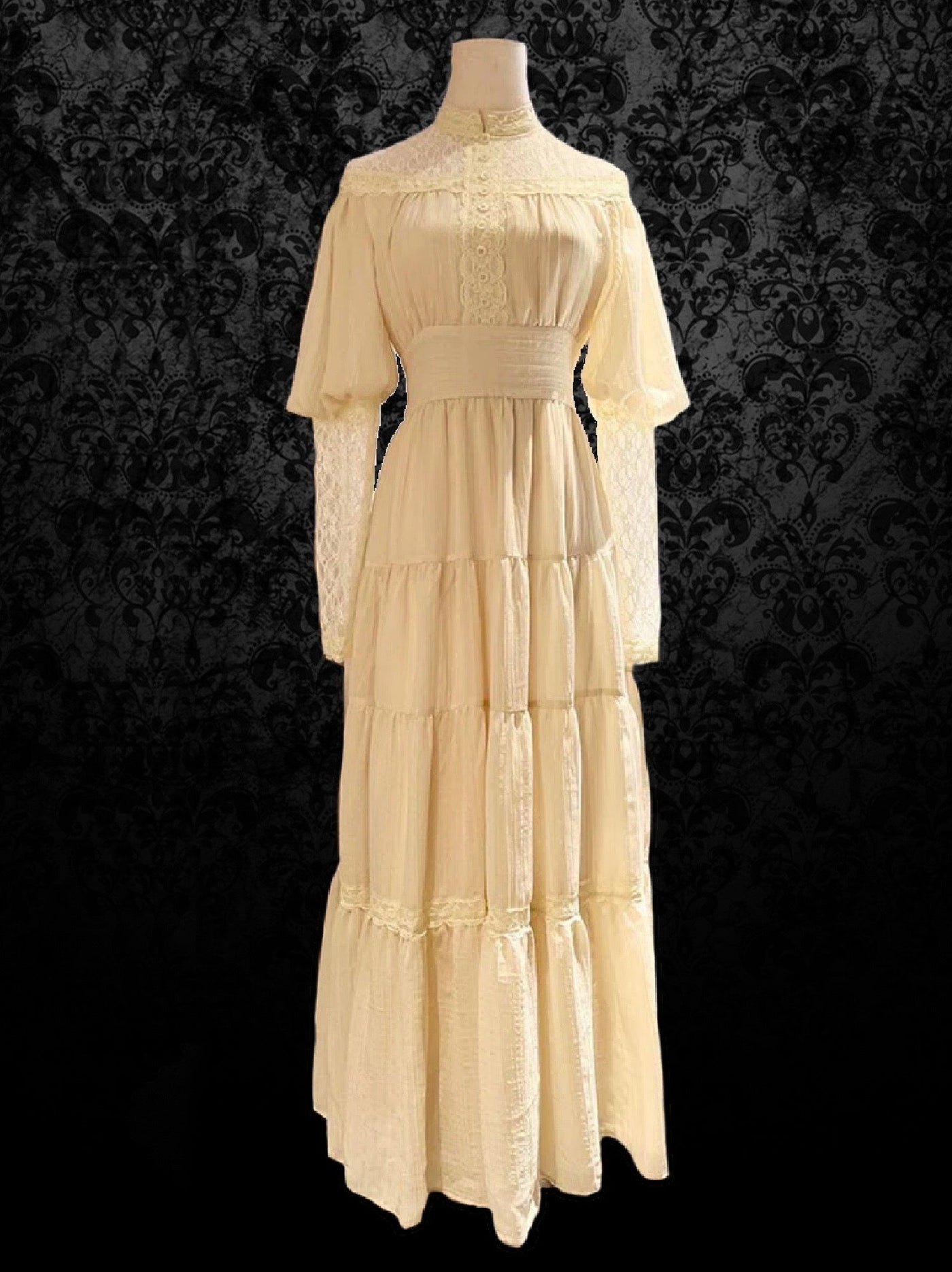 Gunne Sax Inspired Victorian Modest Lace Prom Dress - Modest Yellow La ...