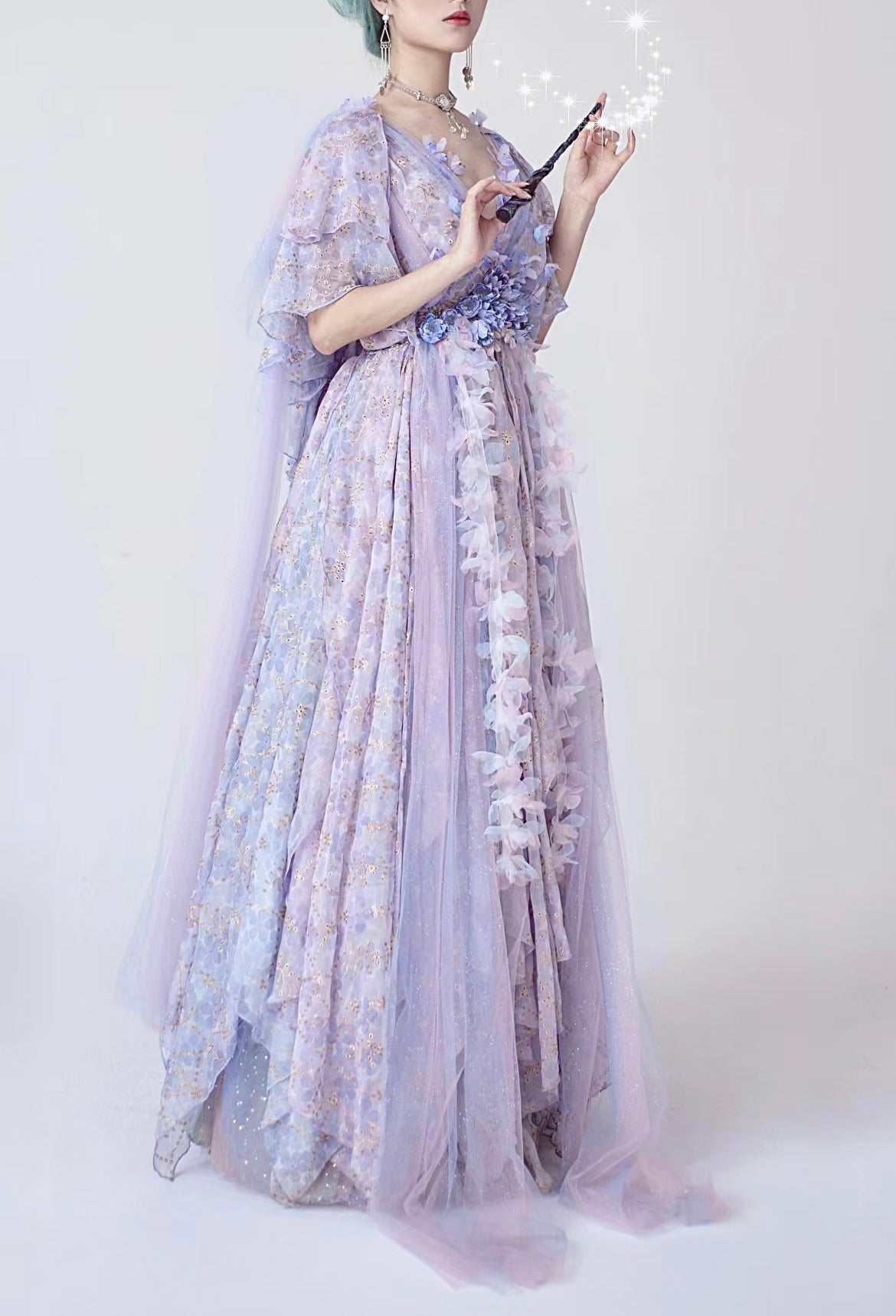 Elf Purple Fantasy Floral Dress - Custom Made Luxury Evening Costume ...