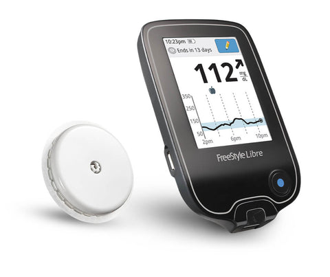 The freestyle libre 2 and libre reader scanner device to view blood sugars in real time.