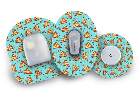 A protective adhesive patch in pizza design for Freestyle Libre, Dexcom, Omnipod, and more.