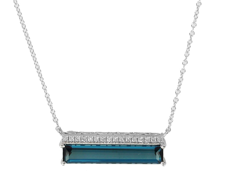 EFFY 14K WHITE GOLD DIAMOND AND LONDON BLUE TOPAZ NECKLACE