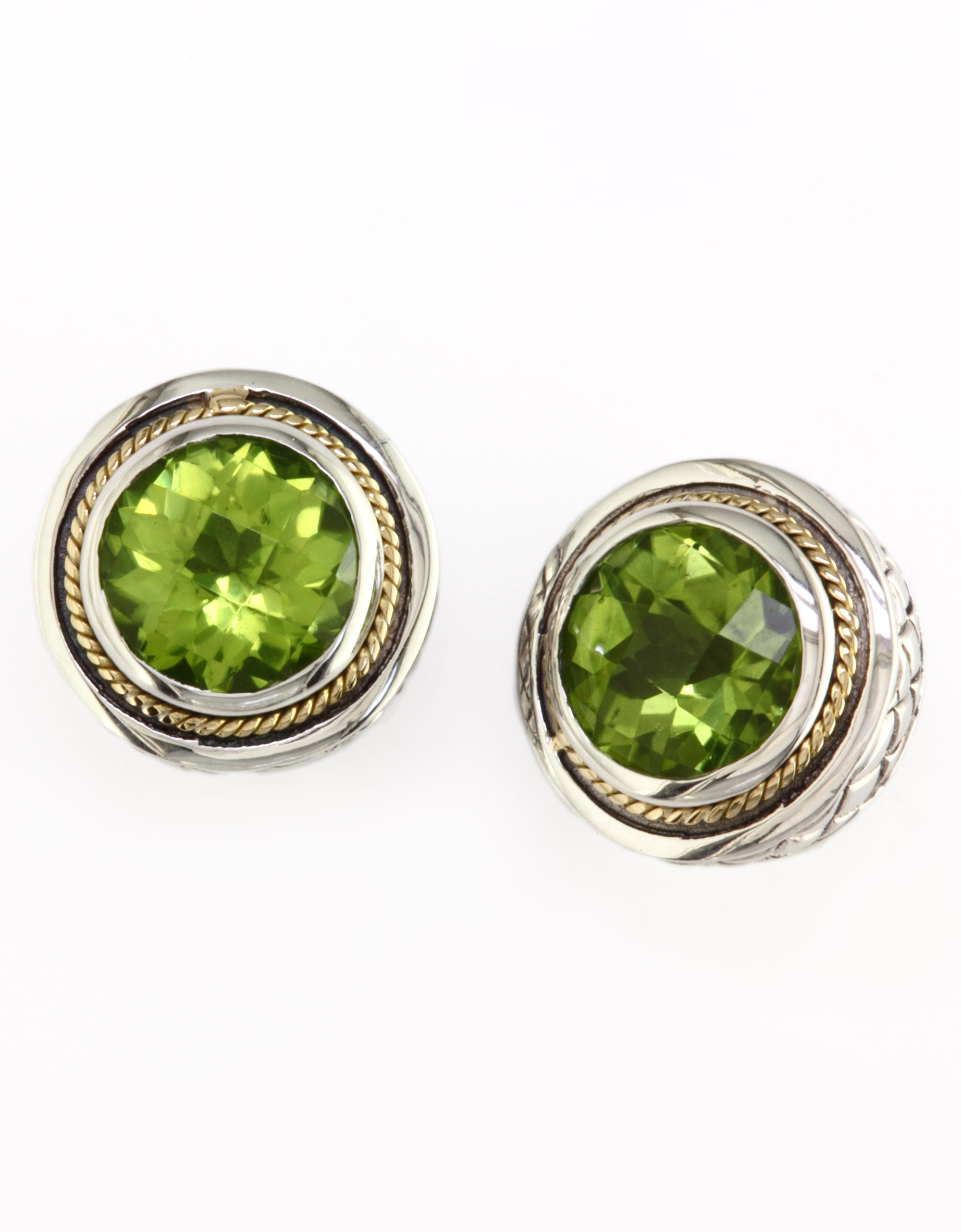 Effy 925 18K Yellow Gold/Silver Peridot Earrings