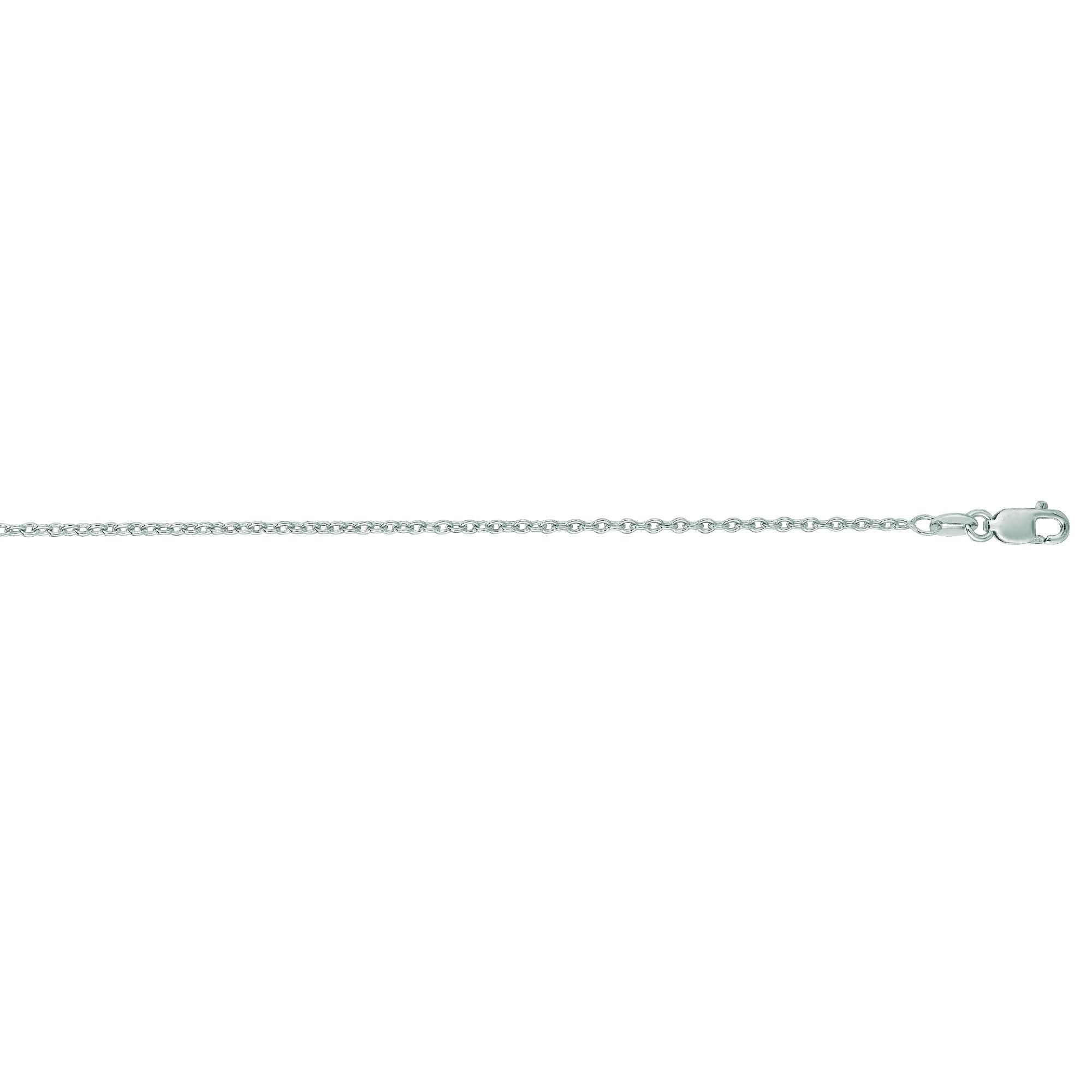 14kt 16 inches White Gold 1.2mm Diamond Cut Round Cable Link Chain with Lobster Clasp